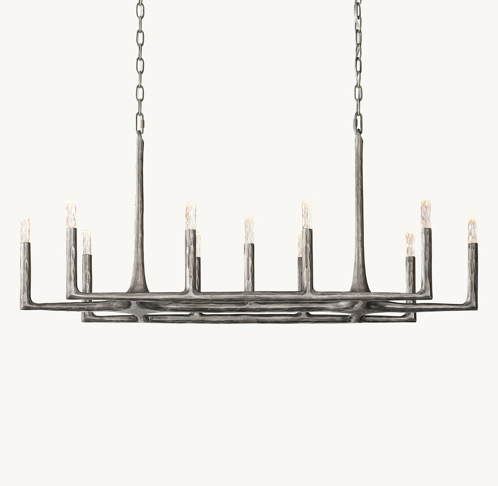 Artisan Thaddeus Linear Chandelier – 54" Forged Pewter — view 1