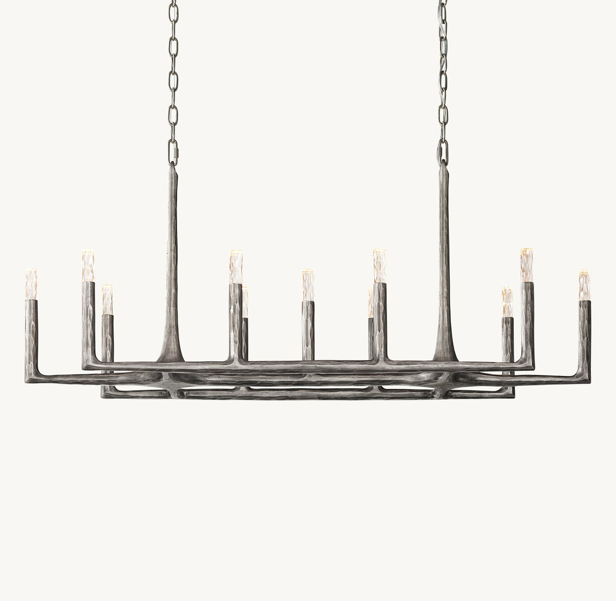 Artisan Thaddeus Linear Chandelier – 54" Forged Pewter — view 1