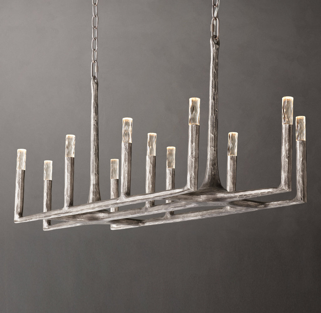 Artisan Thaddeus Linear Chandelier – 54" Forged Pewter — view 4