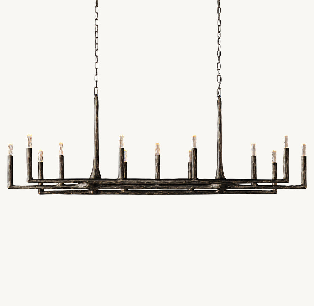 Artisan Thaddeus Linear Chandelier – 72" Forged Bronze — view 1