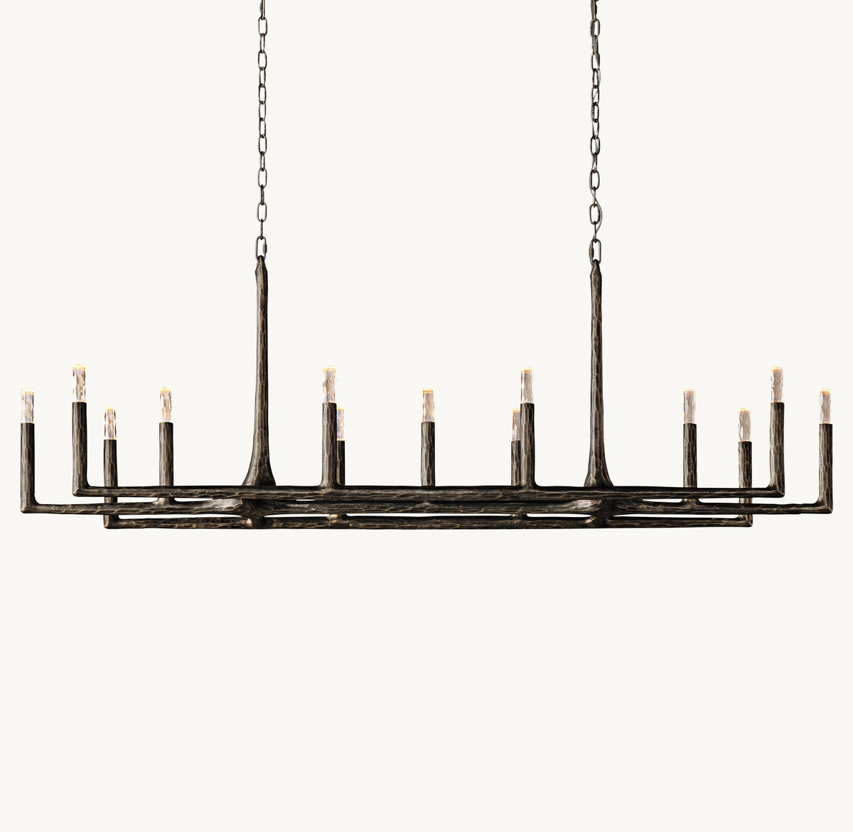 Artisan Thaddeus Linear Chandelier – 72" Forged Bronze — view 1