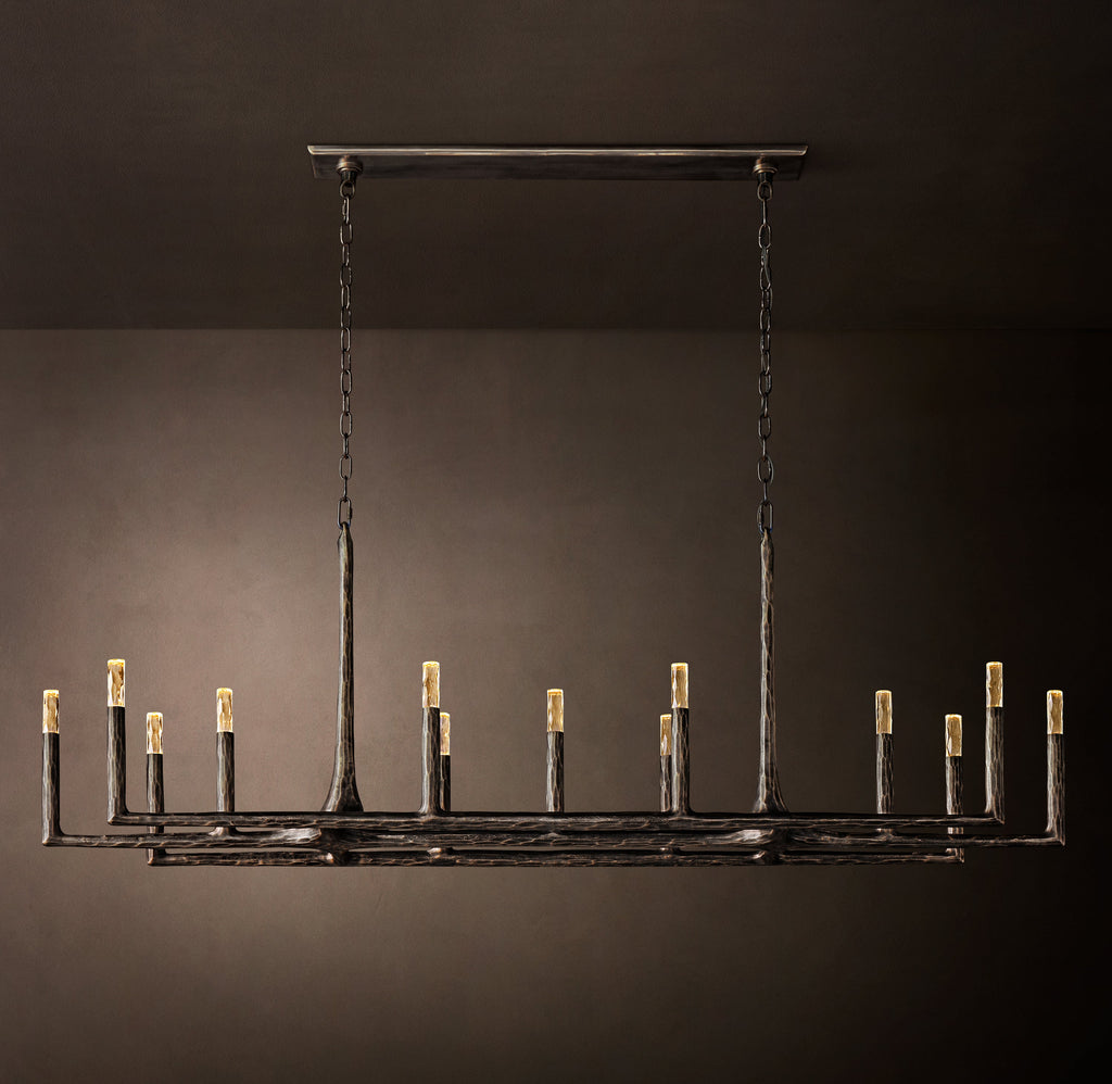 Artisan Thaddeus Linear Chandelier – 72" Forged Bronze — view 2