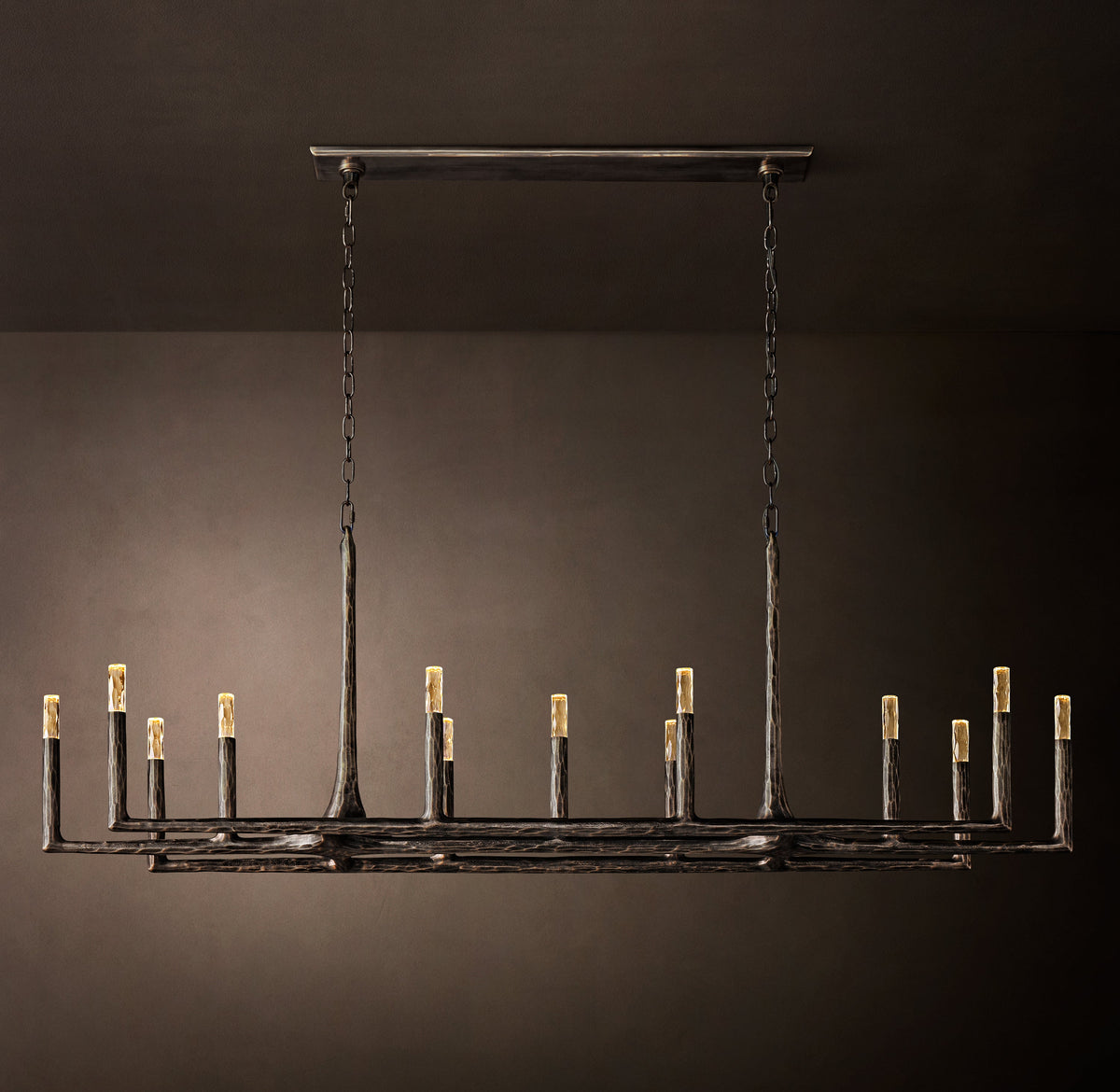 Artisan Thaddeus Linear Chandelier – 72" Forged Bronze — view 2
