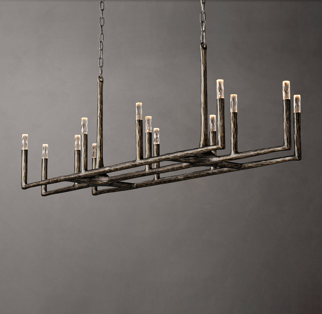 Artisan Thaddeus Linear Chandelier – 72" Forged Bronze — view 5
