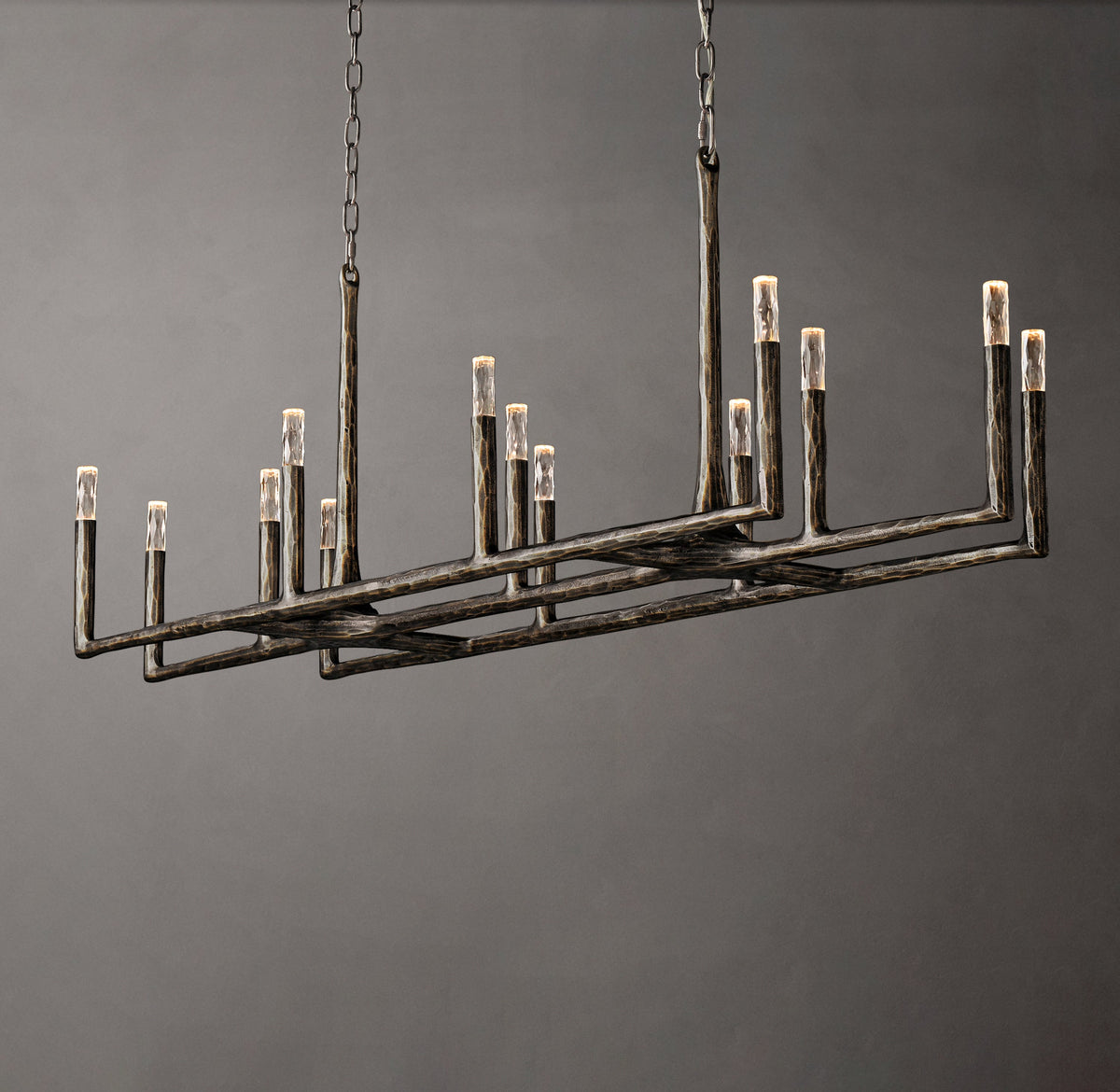 Artisan Thaddeus Linear Chandelier – 72" Forged Bronze — view 5