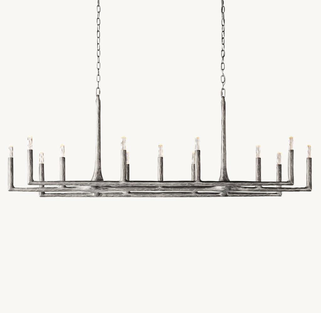 Artisan Thaddeus Linear Chandelier – 72" Forged Pewter — view 1