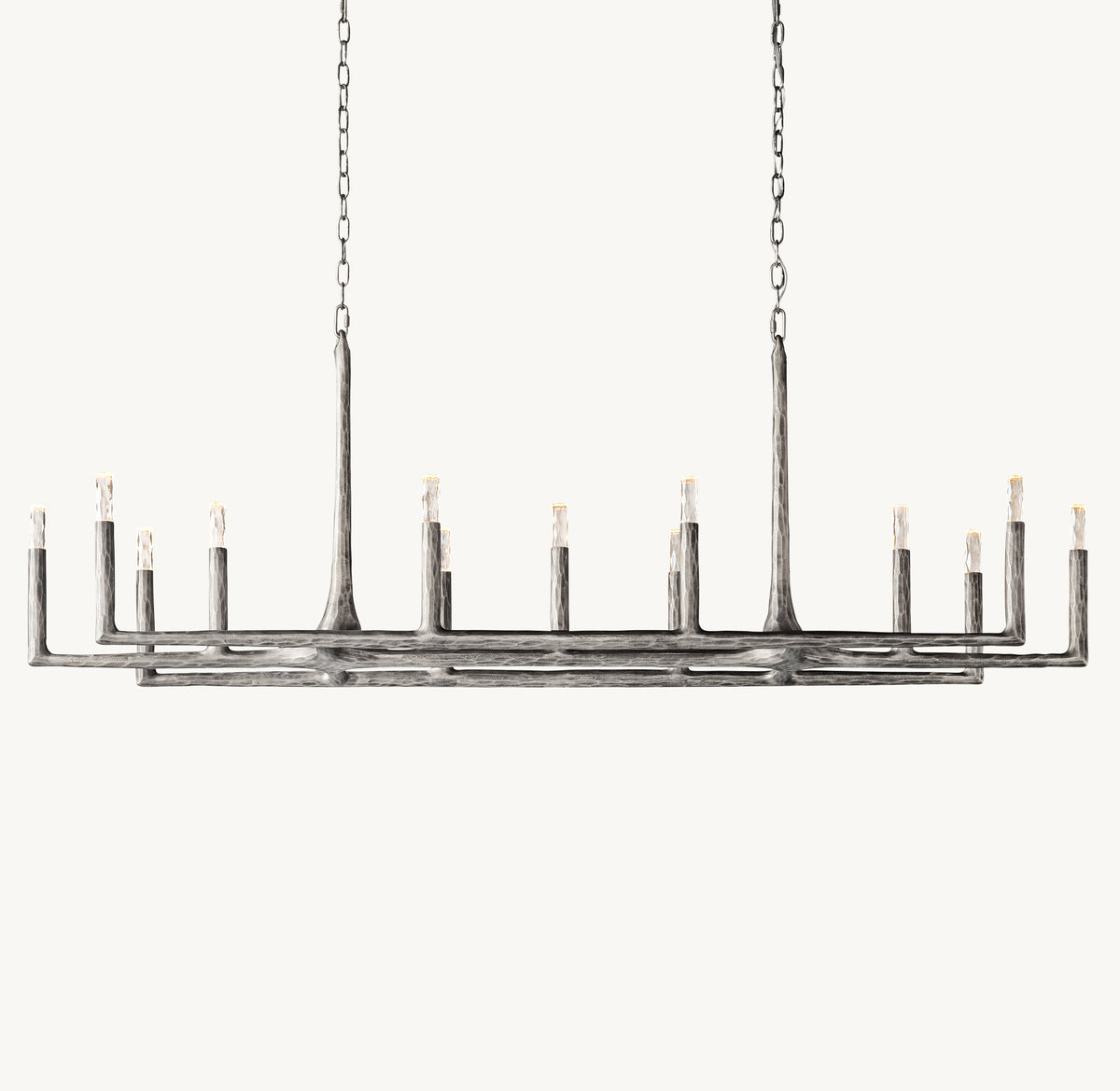 Artisan Thaddeus Linear Chandelier – 72" Forged Pewter — view 1