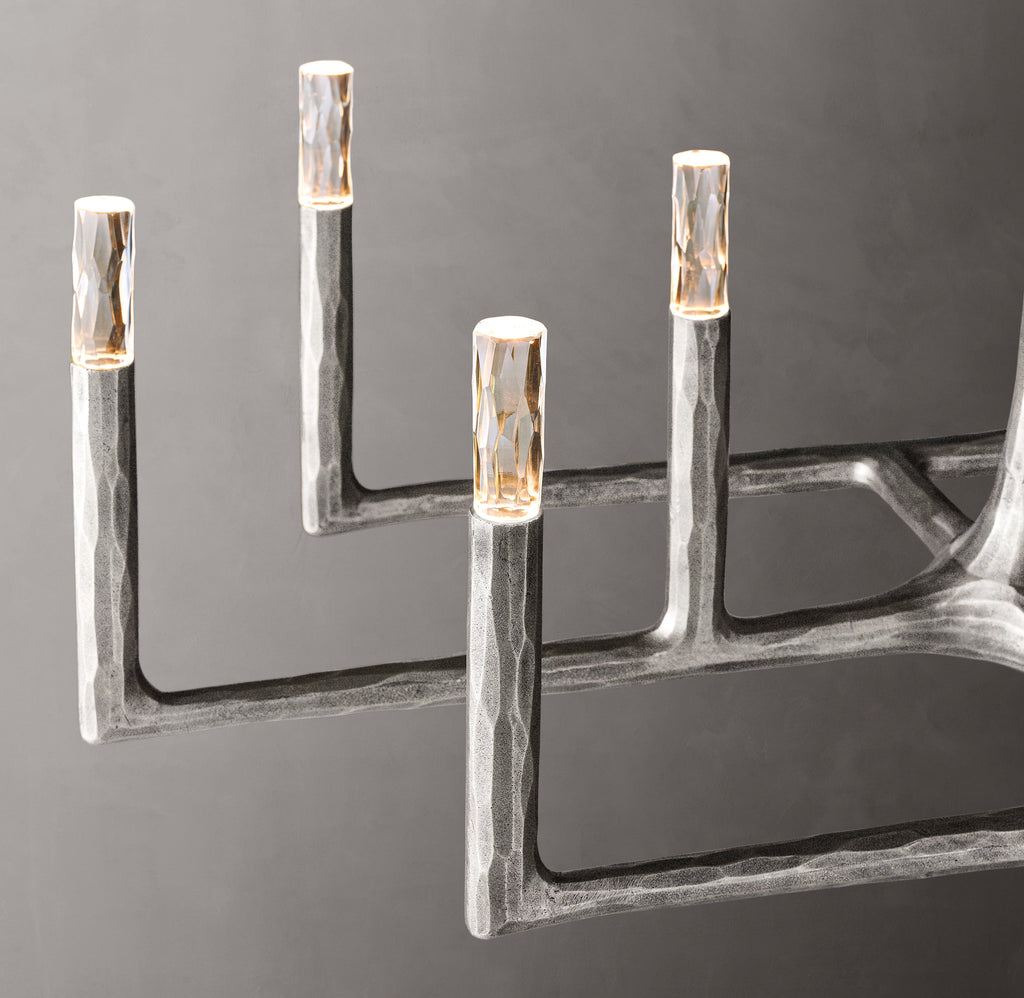 Artisan Thaddeus Linear Chandelier – 72" Forged Pewter — view 3