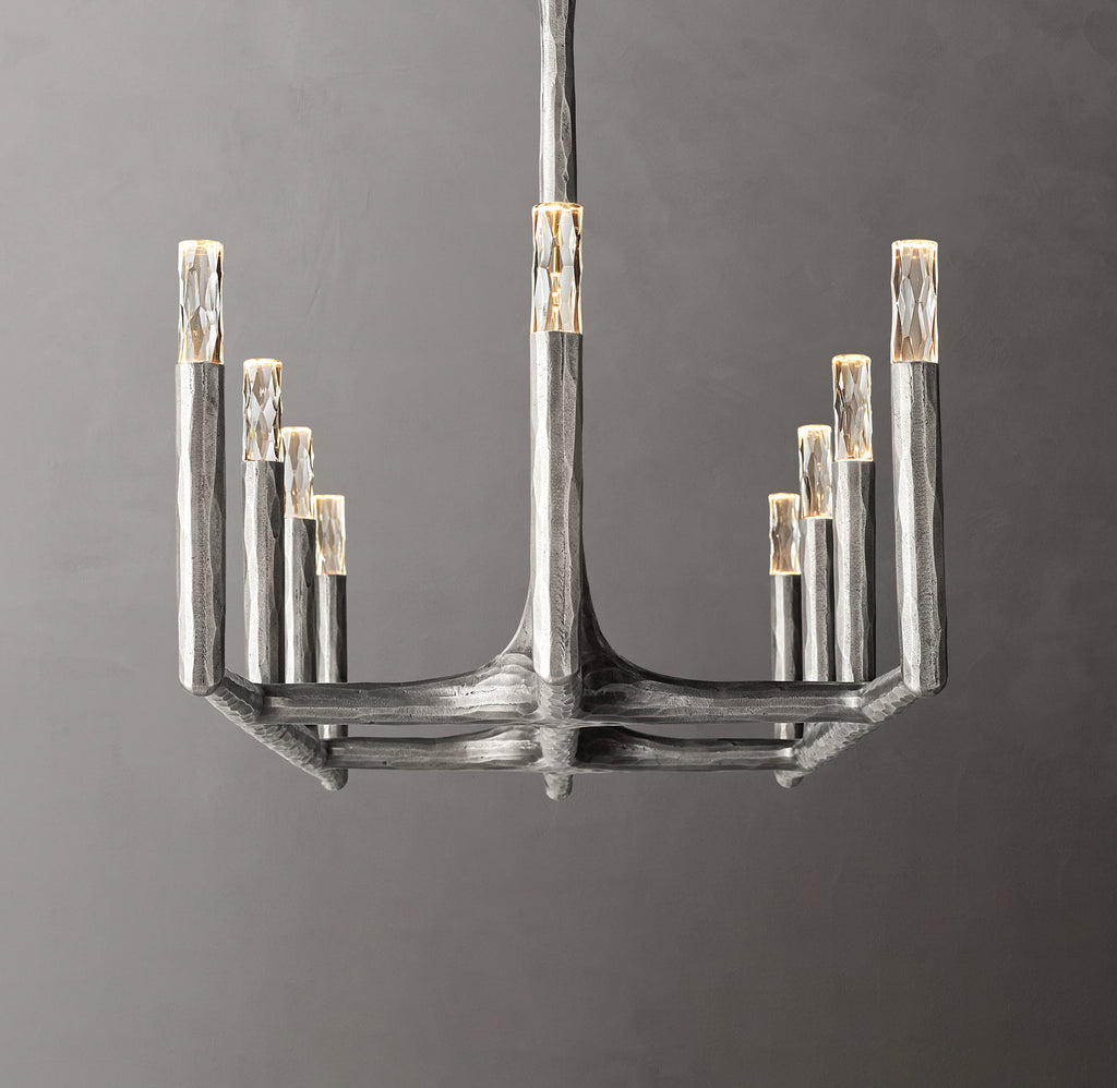 Artisan Thaddeus Linear Chandelier – 72" Forged Pewter — view 4