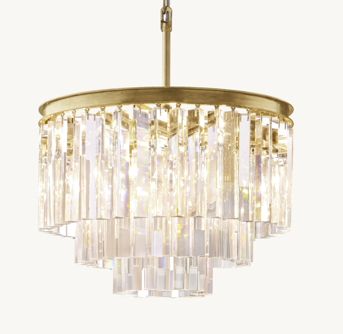 Artisan 1920s Odeon Round Chandelier – 20" Lacquered Burnished Brass — view 1