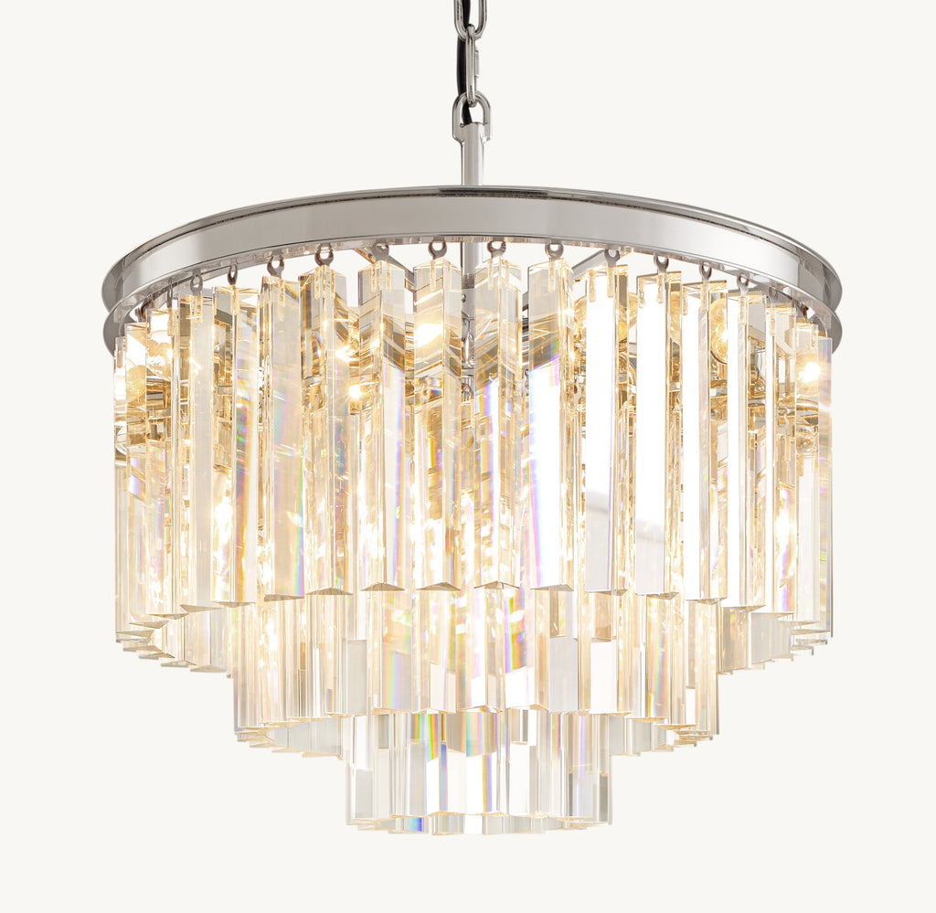 Artisan 1920s Odeon Round Chandelier – 20" Polished Nickel — view 1