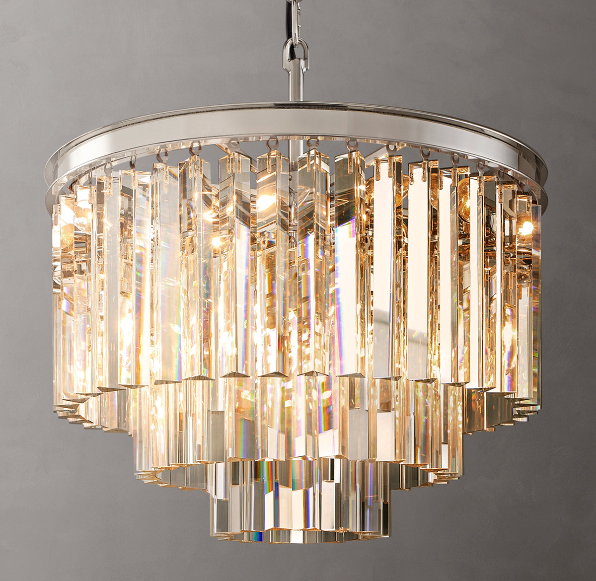 Artisan 1920s Odeon Round Chandelier – 20" Polished Nickel — view 2