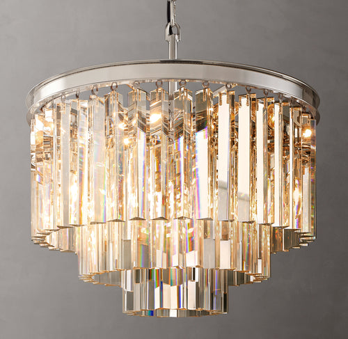 Artisan 1920s Odeon Round Chandelier – 20" Polished Nickel — view 2