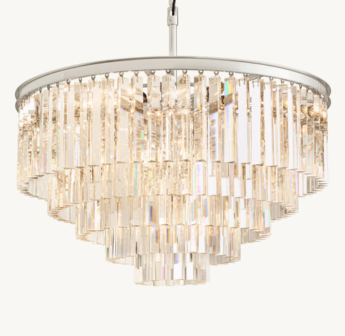 Artisan 1920s Odeon Round Chandelier – 32" Polished Nickel — view 1