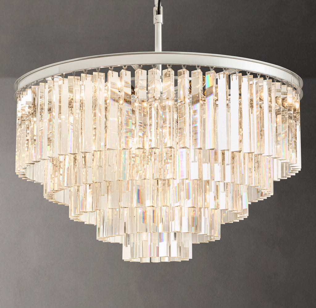 Artisan 1920s Odeon Round Chandelier – 32" Polished Nickel — view 2
