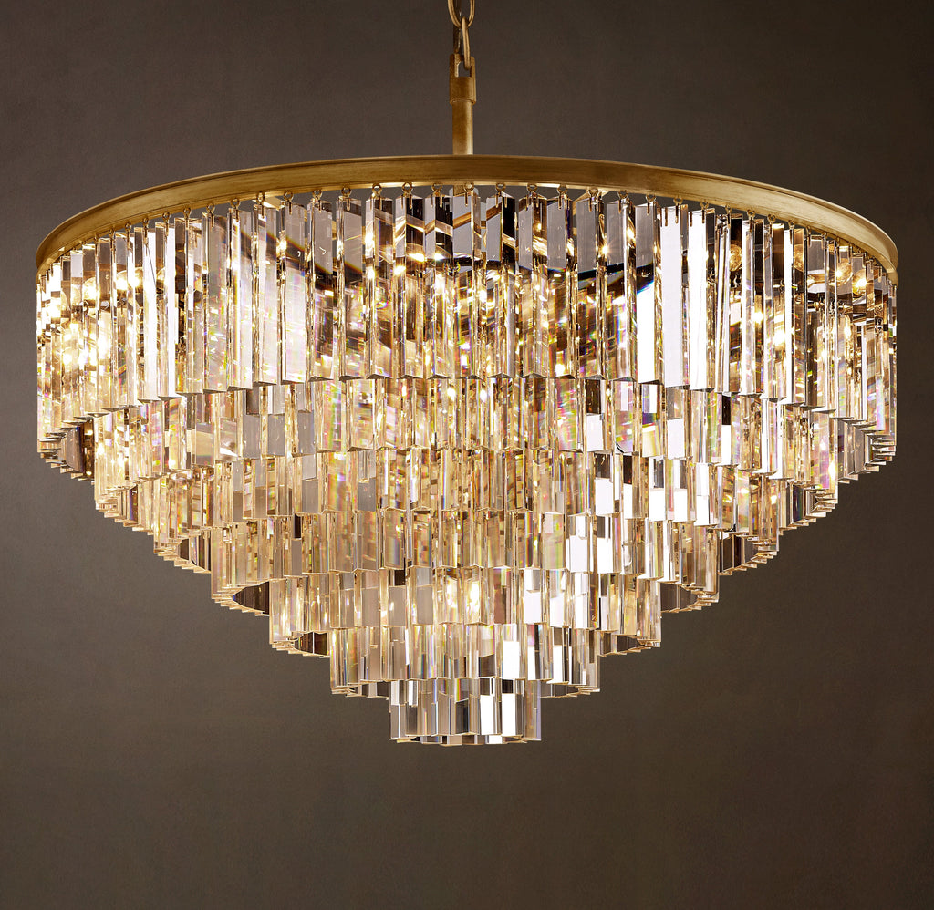 Artisan 1920s Odeon Round Chandelier – 44" Lacquered Burnished Brass — view 2