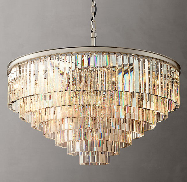 Artisan 1920s Odeon Round Chandelier – 44" Polished Nickel — view 1