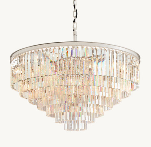 Artisan 1920s Odeon Round Chandelier – 44" Polished Nickel — view 2