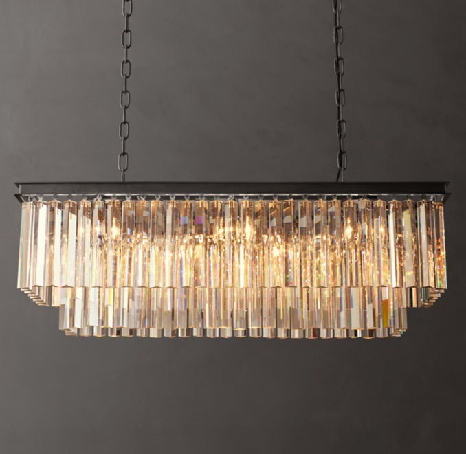 Artisan 1920s Odeon Rectangular Chandelier – 40" Iron — view 1