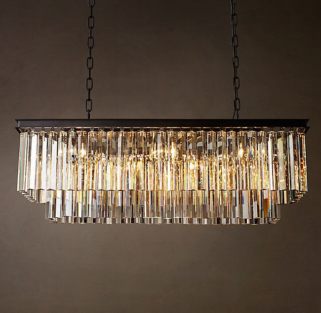 Artisan 1920s Odeon Rectangular Chandelier – 40" Iron — view 2