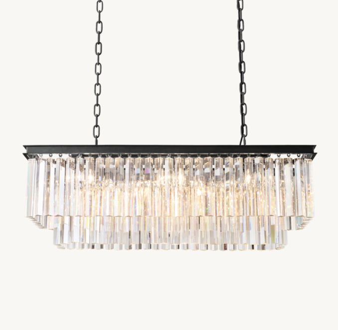 Artisan 1920s Odeon Rectangular Chandelier – 40" Iron — view 3