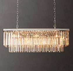 Artisan 1920s Odeon Rectangular Chandelier – 40" Polished Nickel
