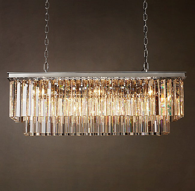 Artisan 1920s Odeon Rectangular Chandelier – 40" Polished Nickel — view 2