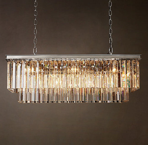 Artisan 1920s Odeon Rectangular Chandelier – 40" Polished Nickel — view 2