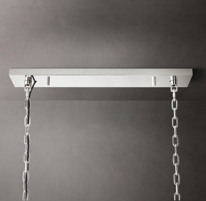Artisan 1920s Odeon Rectangular Chandelier – 40" Polished Nickel — view 3