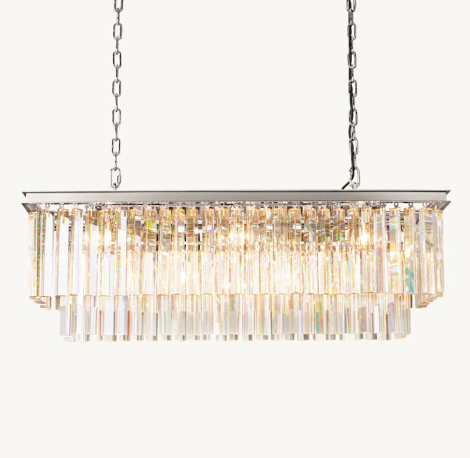 Artisan 1920s Odeon Rectangular Chandelier – 40" Polished Nickel — view 4