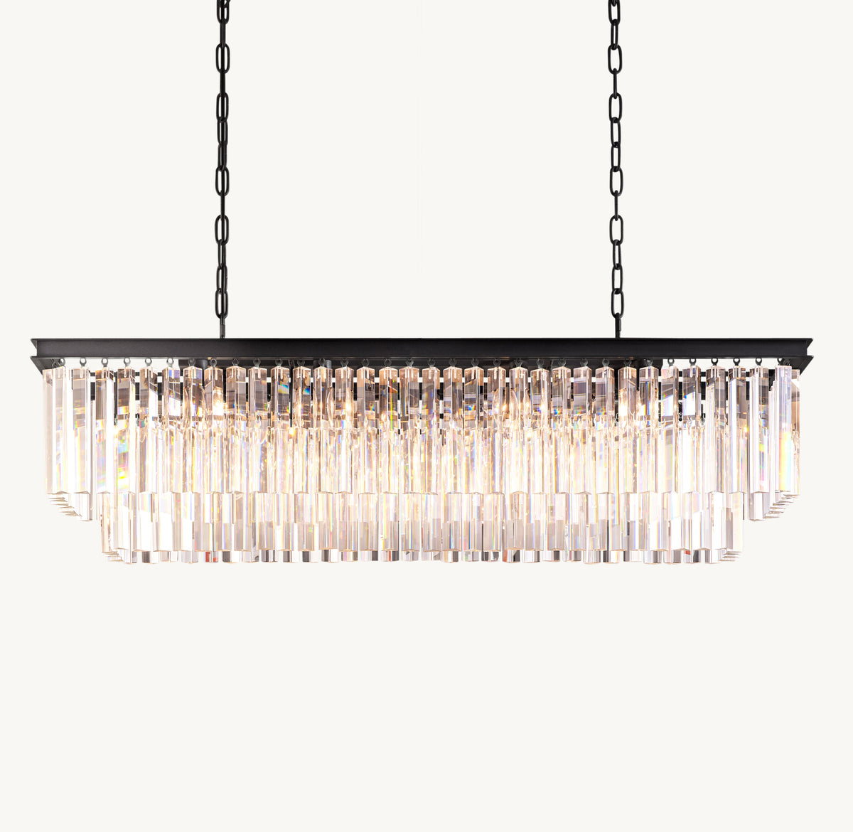 Artisan 1920s Odeon Rectangular Chandelier – 49" Iron — view 2