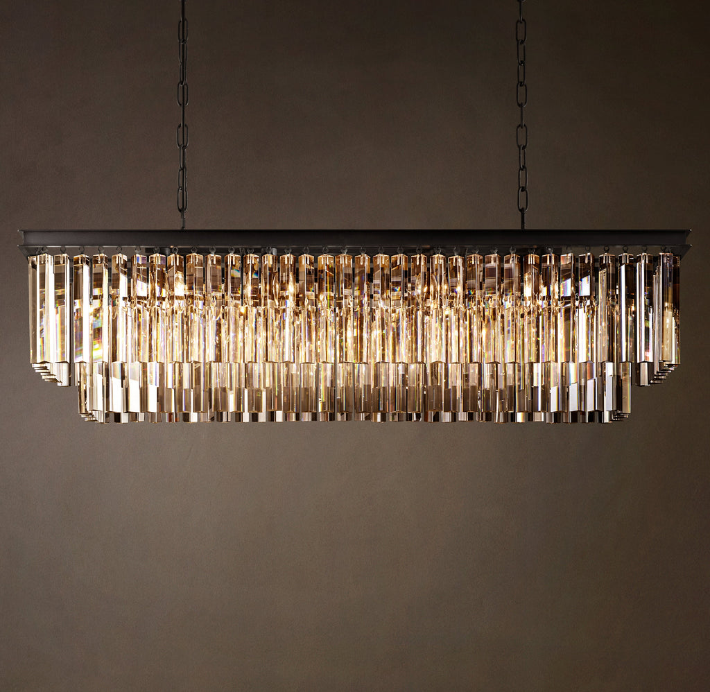 Artisan 1920s Odeon Rectangular Chandelier – 49" Iron — view 3