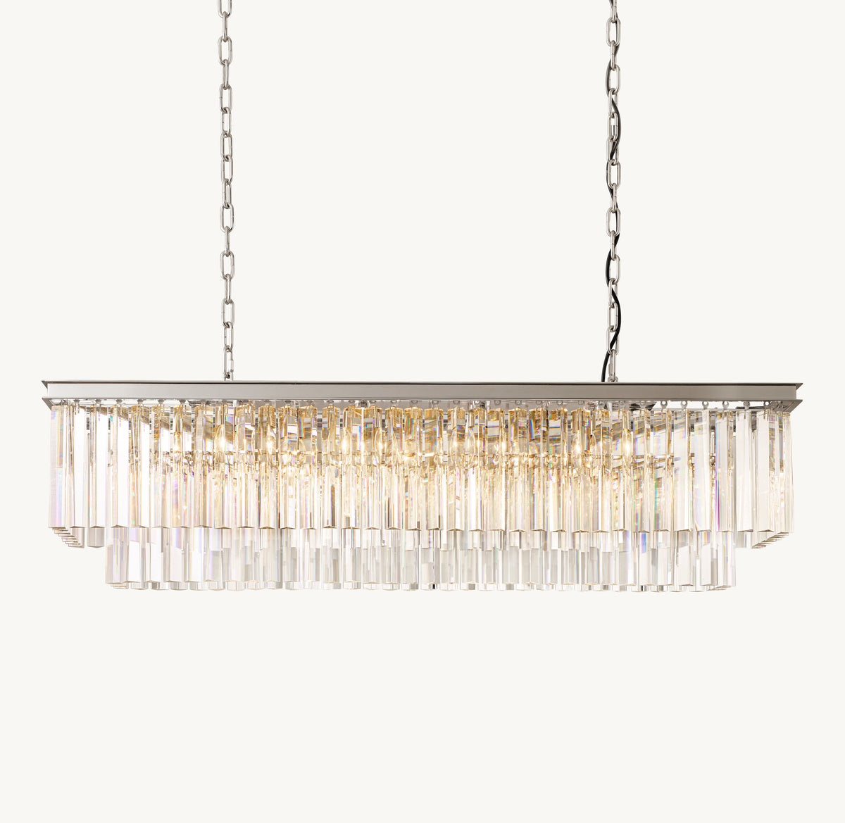 Artisan 1920s Odeon Rectangular Chandelier – 49" Polished Nickel — view 2