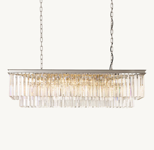 Artisan 1920s Odeon Rectangular Chandelier – 49" Polished Nickel — view 2