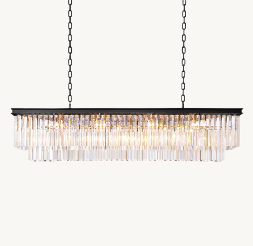 Artisan 1920s Odeon Rectangular Chandelier – 59" Iron — view 2