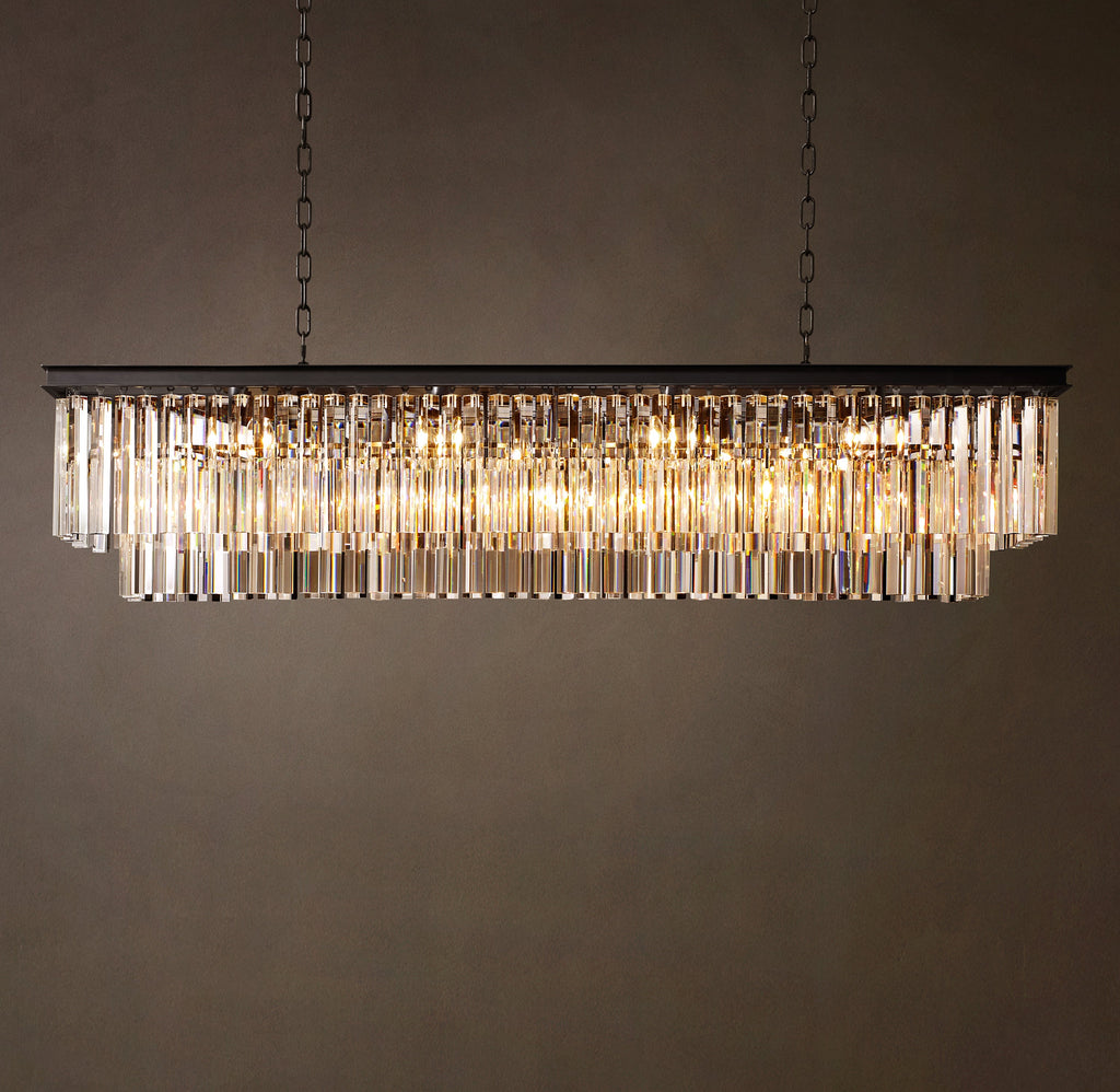Artisan 1920s Odeon Rectangular Chandelier – 59" Iron — view 3