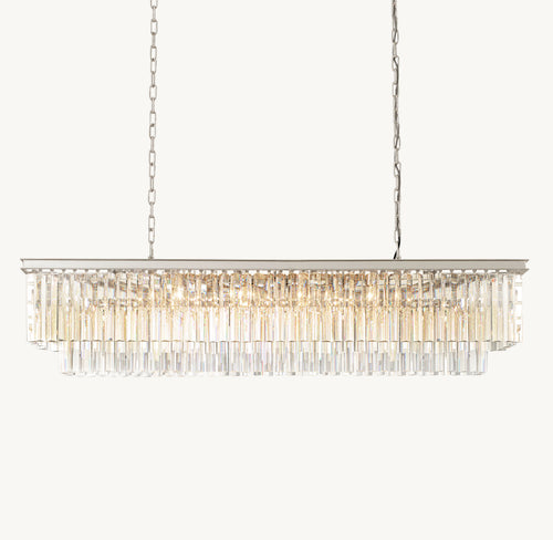Artisan 1920s Odeon Rectangular Chandelier – 59" Polished Nickel — view 2