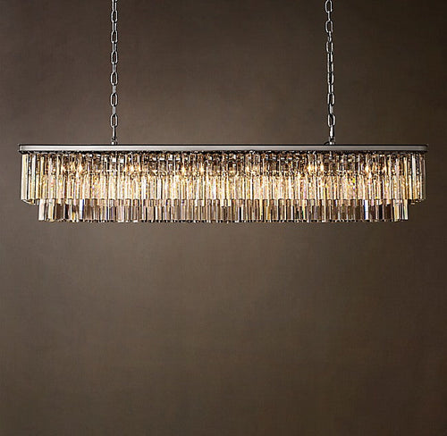 Artisan 1920s Odeon Rectangular Chandelier – 72" Polished Nickel — view 2