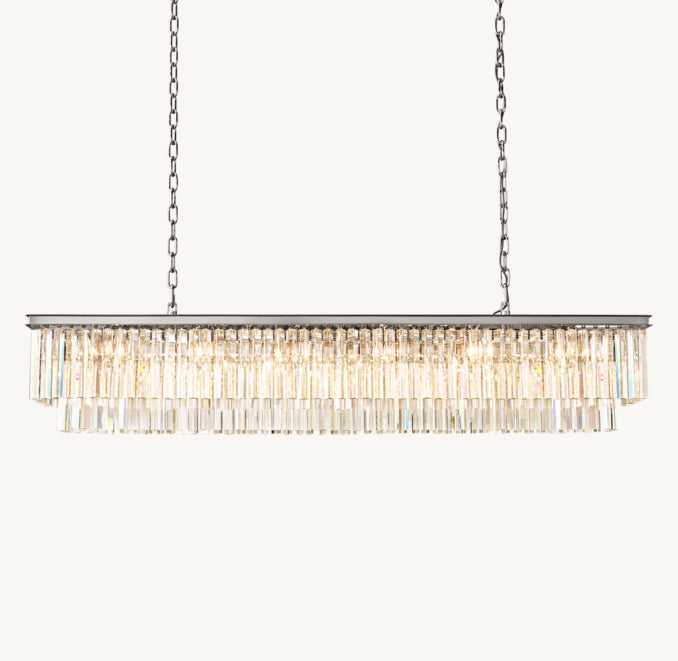 Artisan 1920s Odeon Rectangular Chandelier – 72" Polished Nickel — view 3