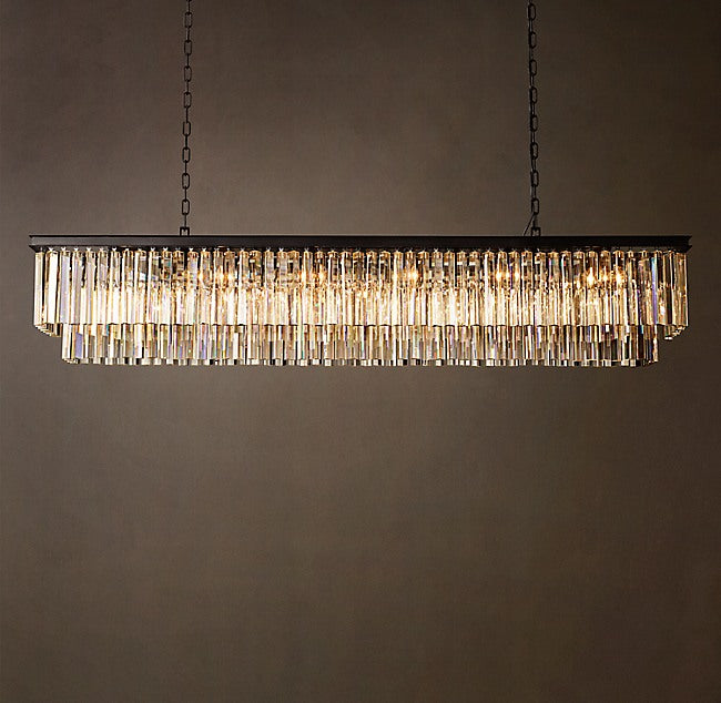 Artisan 1920s Odeon Rectangular Chandelier – 72" Iron — view 2