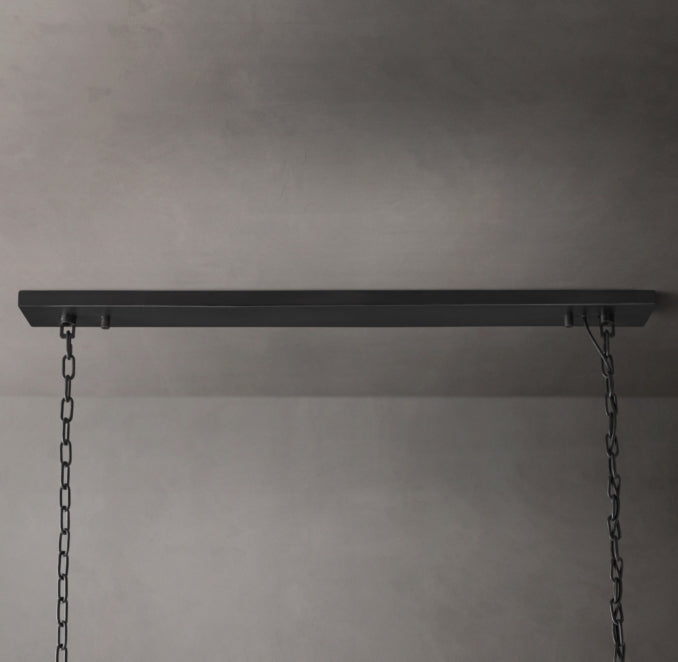 Artisan 1920s Odeon Rectangular Chandelier – 72" Iron — view 3