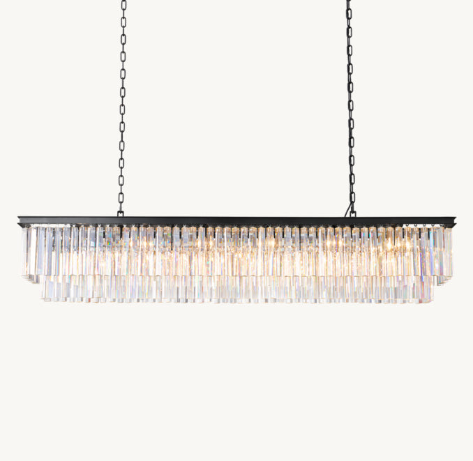 Artisan 1920s Odeon Rectangular Chandelier – 72" Iron — view 4