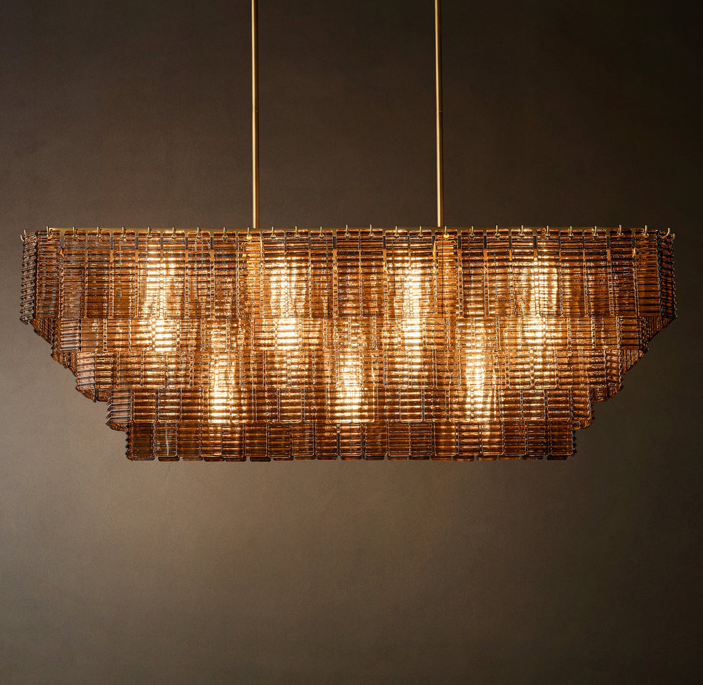 Heritage Sirene Smoke Glass Rectangular Chandelier – 59" — view 2