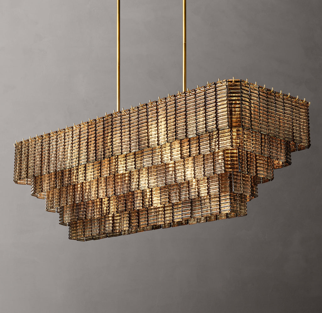 Heritage Sirene Smoke Glass Rectangular Chandelier – 59" — view 6