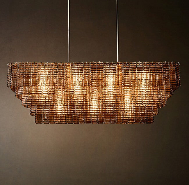 Heritage Sirene Smoke Glass Rectangular Chandelier – 77" — view 1