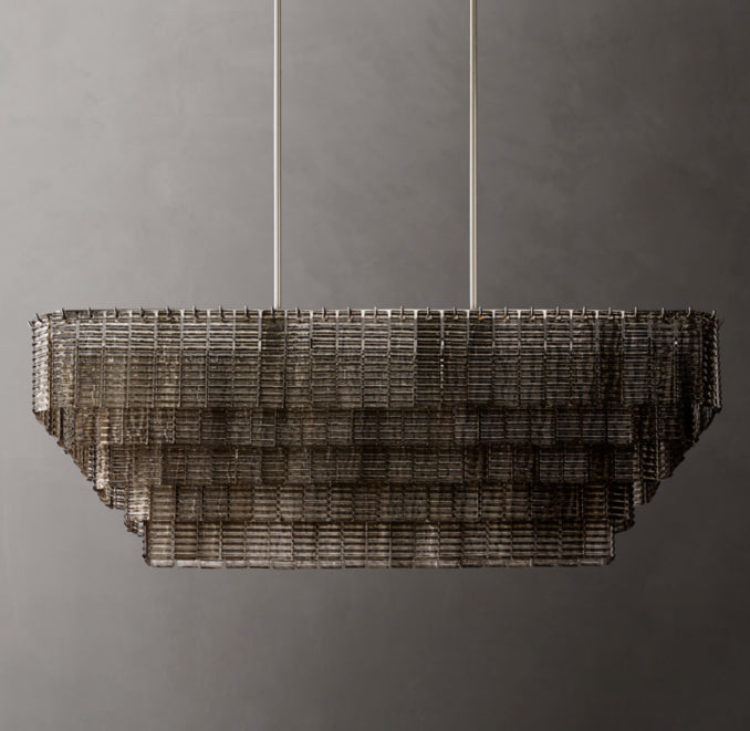 Heritage Sirene Smoke Glass Rectangular Chandelier – 77" — view 2