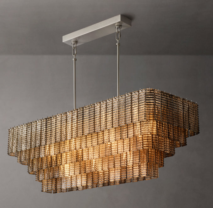 Heritage Sirene Smoke Glass Rectangular Chandelier – 77" — view 4