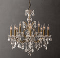 Sculptural 19th C. Rococo Iron & Crystal Round Chandelier – 28" Antiqued Brass/Clear Crystal — view 1