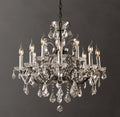 Sculptural 19th C. Rococo Iron & Crystal Round Chandelier – 28" Rustic Iron/Clear Crystal — view 1