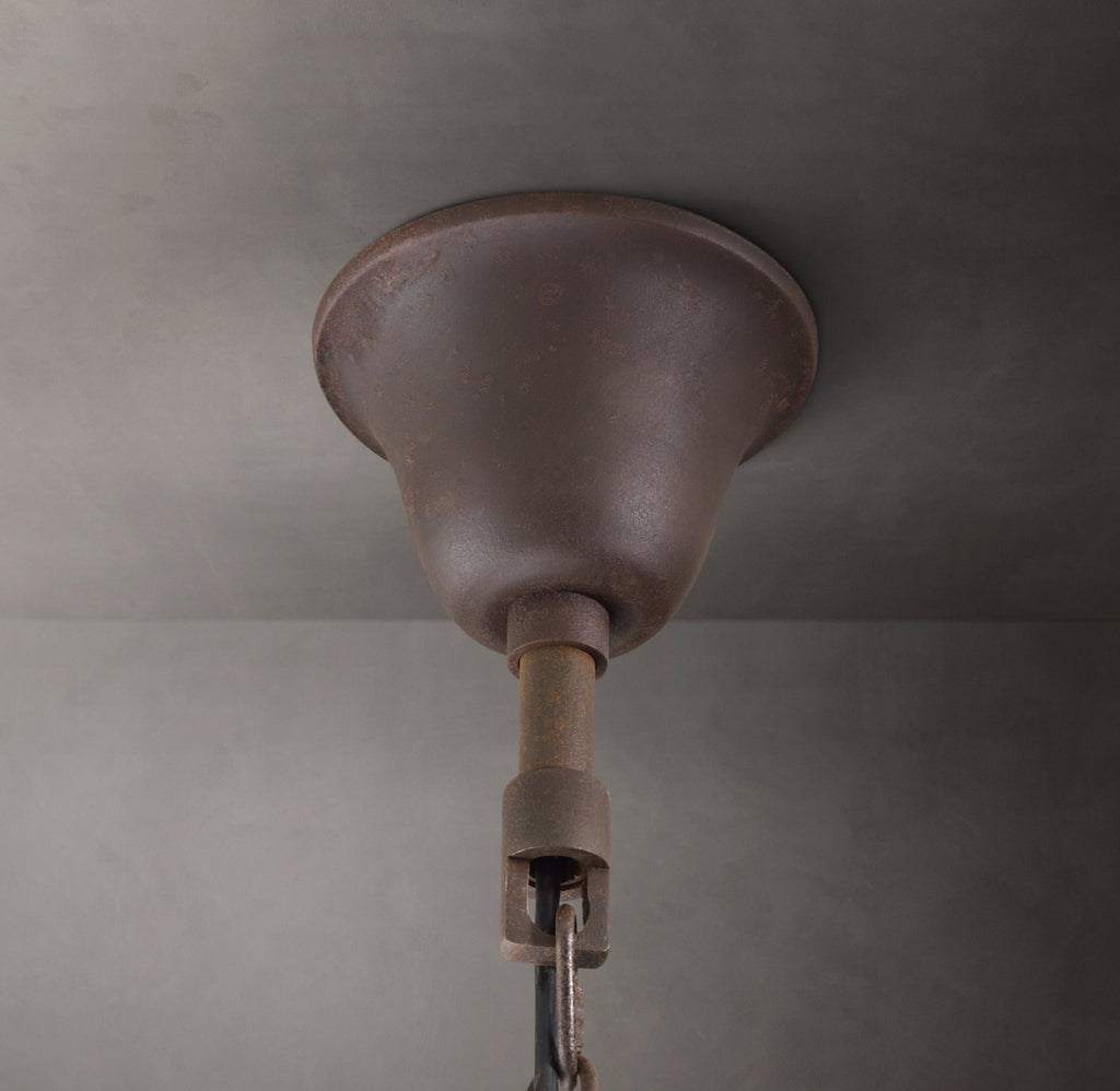 Sculptural 19th C. Rococo Iron & Crystal Round Chandelier – 28" Rustic Iron/Clear Crystal — view 3